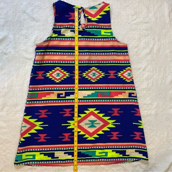 Vanilla Bay Dress‎ 10 Sleeveless Vibrant Aztec Print A Line Knee Length - Picture 8 of 11